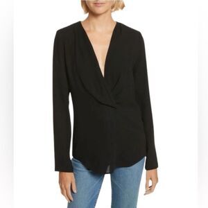 IRO Armene Deep V Neck Long Sleeve Black Top Size 38
